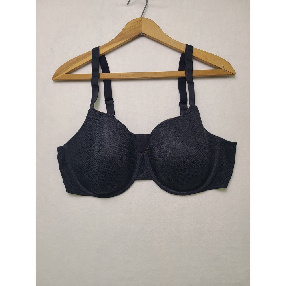 Ambrielle 40DD Balconette Bra Chic Lace Underwire Black Adjustable Straps